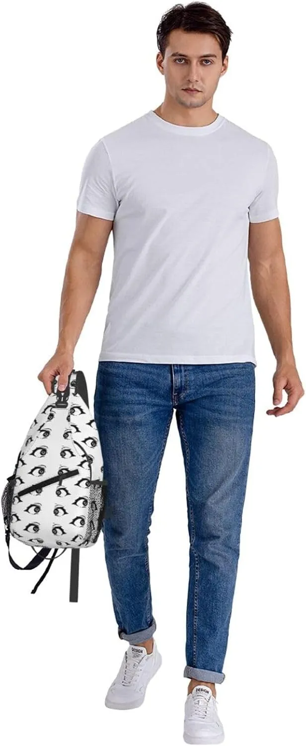 Cartoon Cute Hearts Eyes Crossbody Bag Cross Chest Bag Adjustable Sling Backpack Sports Gym Shoulder Bags Travel Cycling Daypack Diagonally Casual Rucksack