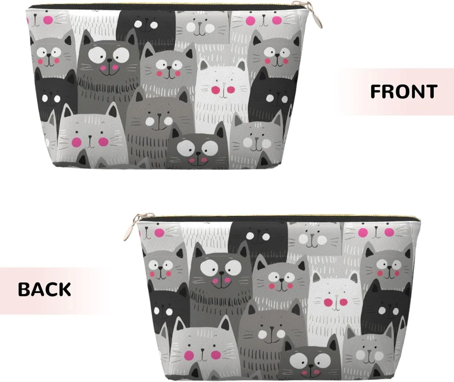 Cat Pattern Cosmetic Bag Travel Makeup Bag Organizer Toiletry Bag with Zipper Storage Pouch Coin Purse Brushes for Women Girls Gifts