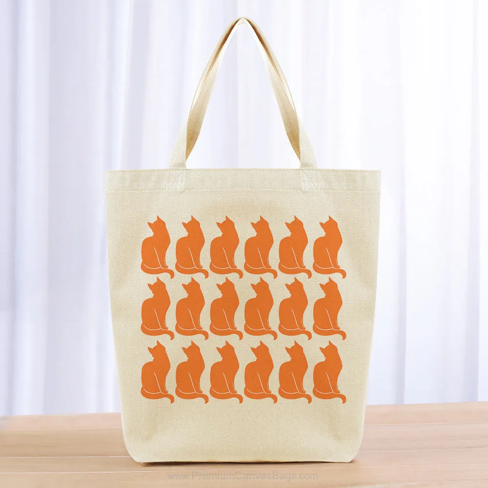 Cat Pattern Tote Bag - orange
