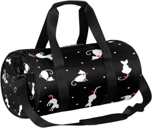 Cats Dots Pattern Gym Bag Small Gym Duffel Bags for Men Women Overnight Weekender Bag Lightweight Sport Duffle Bag Carry On Gymbag