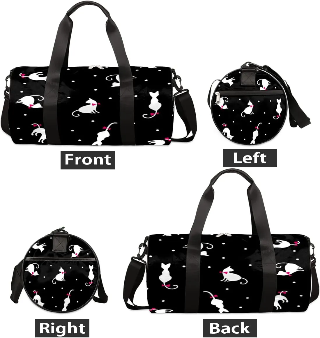 Cats Dots Pattern Gym Bag Small Gym Duffel Bags for Men Women Overnight Weekender Bag Lightweight Sport Duffle Bag Carry On Gymbag