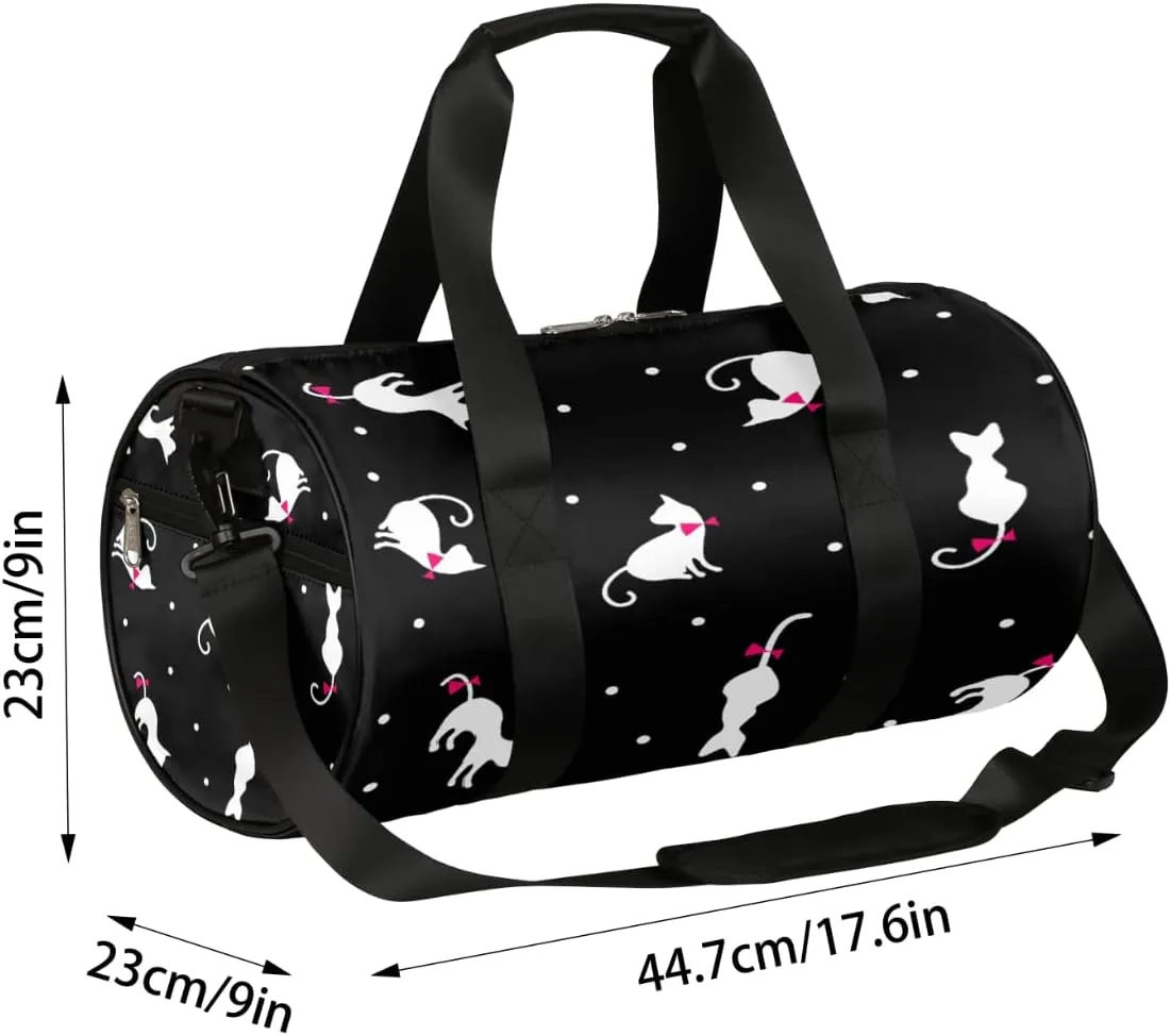 Cats Dots Pattern Gym Bag Small Gym Duffel Bags for Men Women Overnight Weekender Bag Lightweight Sport Duffle Bag Carry On Gymbag