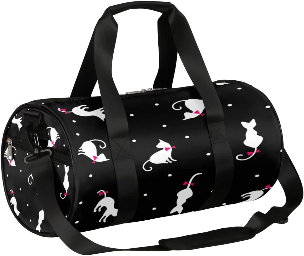 Cats Dots Pattern Gym Bag Small Gym Duffel Bags for Men Women Overnight Weekender Bag Lightweight Sport Duffle Bag Carry On Gymbag