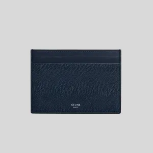 CELINE Multifunction Card Holder In Grained Leather Navy RS-10B763