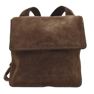 CHANEL 1997-1999 Brown Suede Logo Shoulder Bag 33320