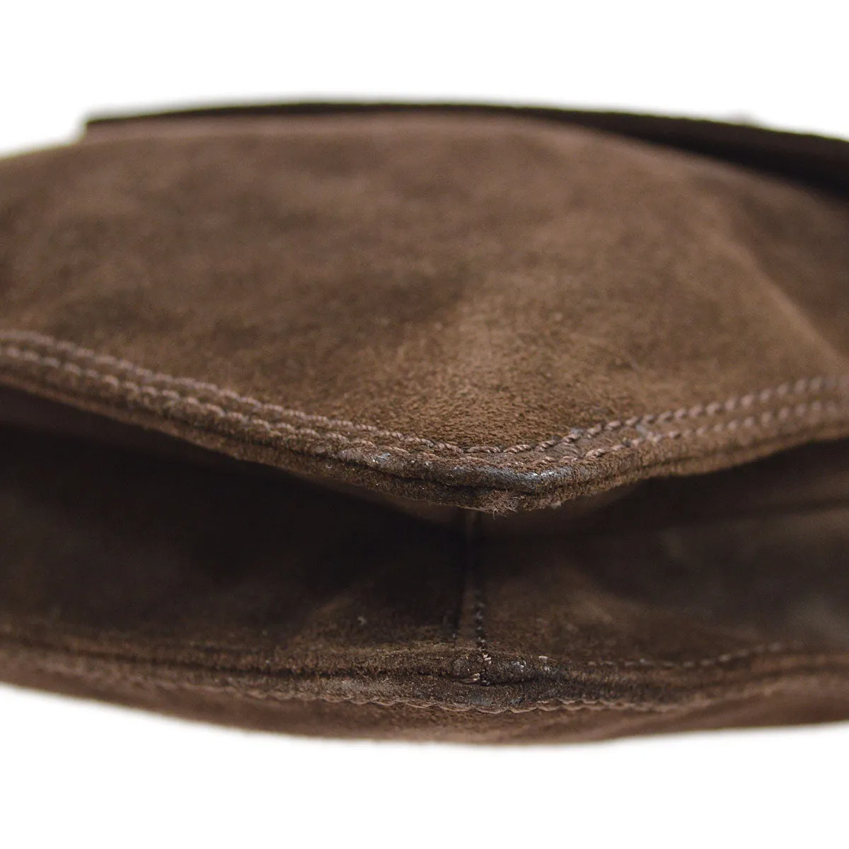 CHANEL 1997-1999 Brown Suede Logo Shoulder Bag 33320