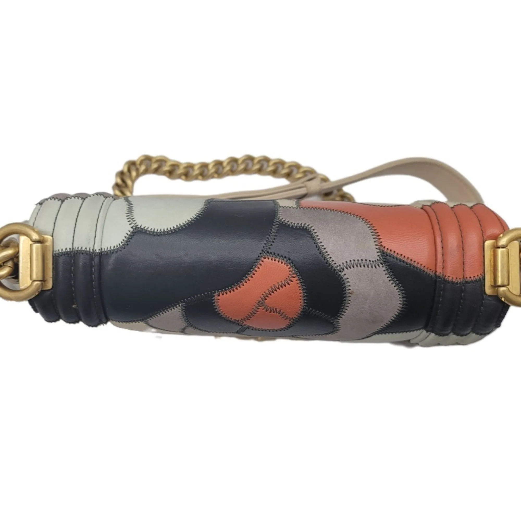 CHANEL boy shoulder bag 2WAY camellia navy multicolor G metal fittings No. 24 compact women's men's unisex