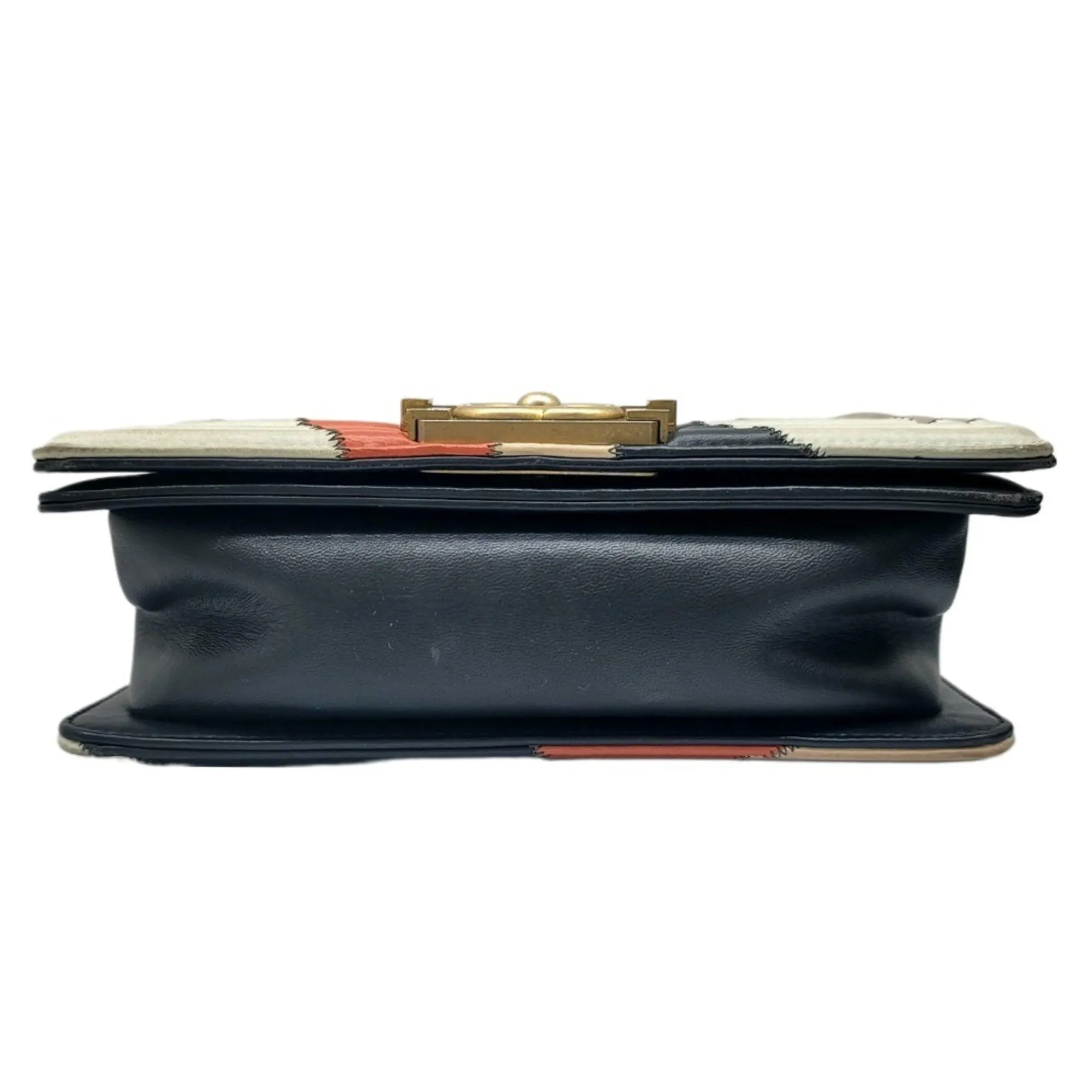 CHANEL boy shoulder bag 2WAY camellia navy multicolor G metal fittings No. 24 compact women's men's unisex