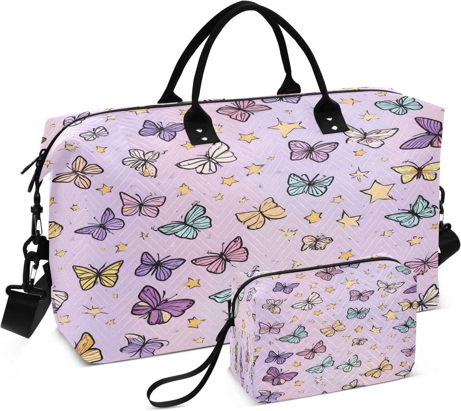 Childhood Delight in Butterflies Pattern Travel Duffle Bag Gym Yoga Carry on Bags for Men Women Weekender Bag