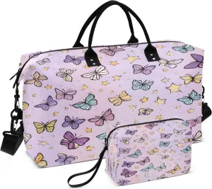 Childhood Delight in Butterflies Pattern Travel Duffle Bag Gym Yoga Carry on Bags for Men Women Weekender Bag