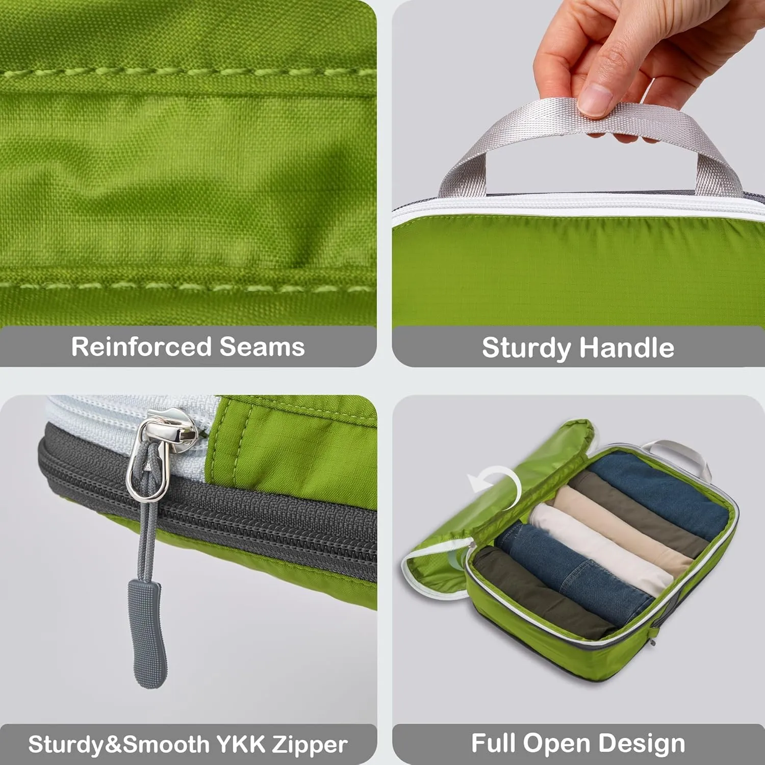 Cipway Compression Packing Cubes, Ultralight Luggage Organizer Bags with Laundry Bags and Clear Toiletries Bag, Travel Essentials for Carry on Suitcase (6 Piece,Green)