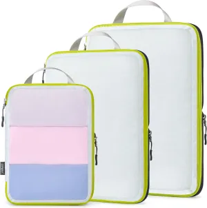 Cipway Mesh Compression Packing Cubes, Ultralight See Through Luggage Organizer Bags, Travel Essentials for Carry on Suitcase（3 Pcs,White）