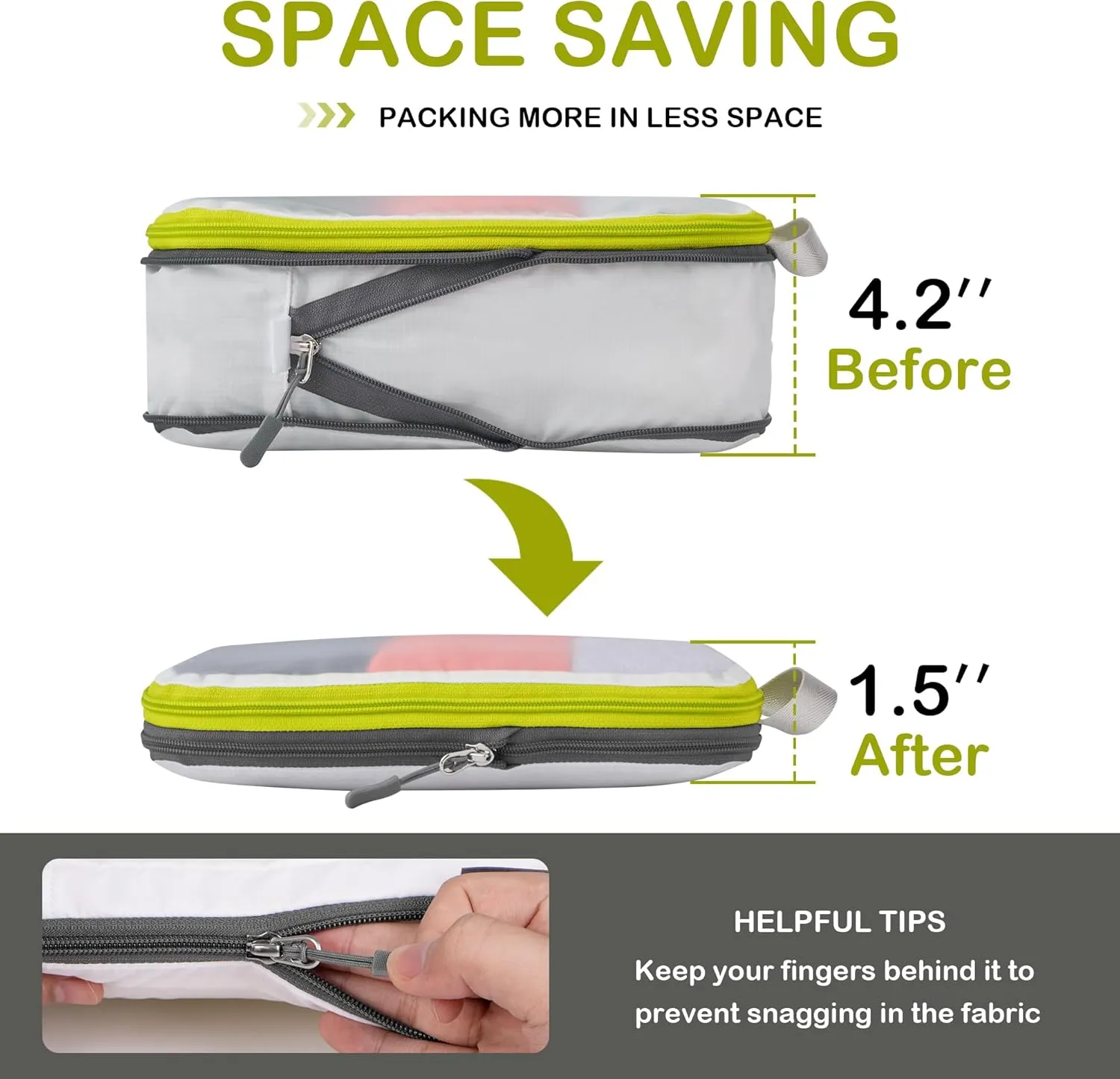 Cipway Mesh Compression Packing Cubes, Ultralight See Through Luggage Organizer Bags, Travel Essentials for Carry on Suitcase（3 Pcs,White）