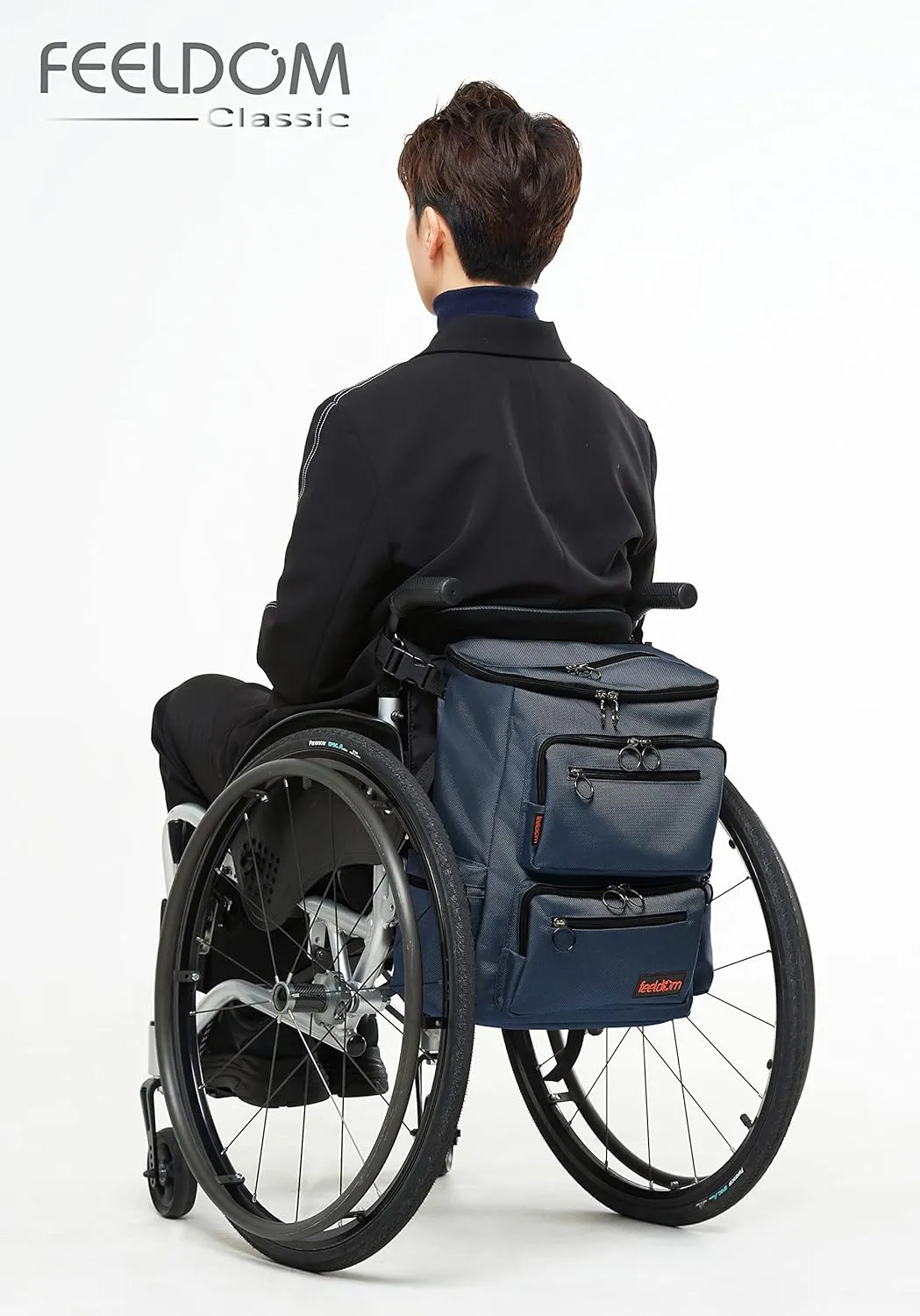 Classic Adaptive Wheelchair Backpack for Back of Chair – 20L EZ-Access Laptop Wheelchair Bag – Mobility Scooter & Electric Wheelchair Accessories, Navy Blue/Aqua