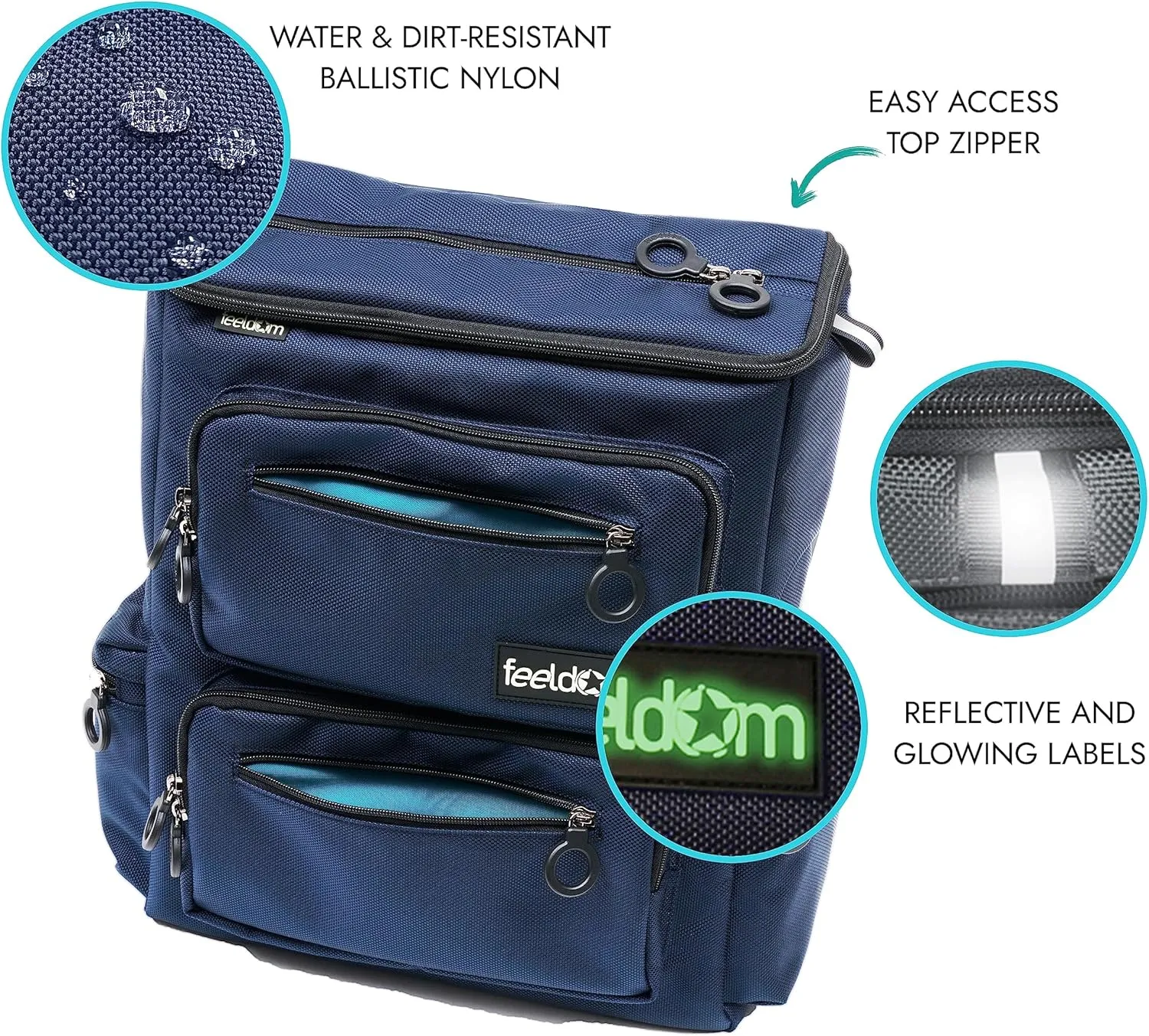 Classic Adaptive Wheelchair Backpack for Back of Chair – 20L EZ-Access Laptop Wheelchair Bag – Mobility Scooter & Electric Wheelchair Accessories, Navy Blue/Aqua