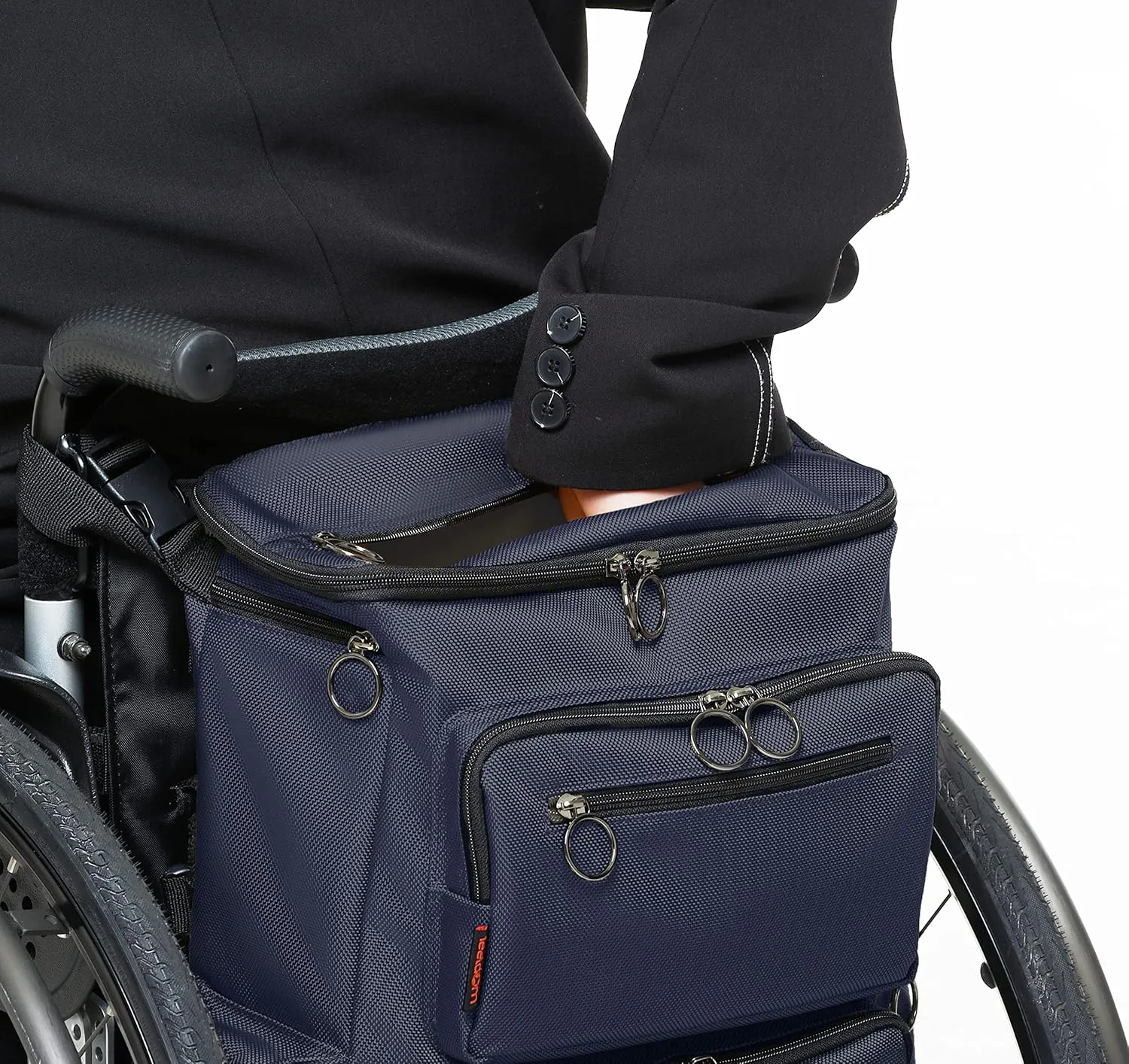 Classic Adaptive Wheelchair Backpack for Back of Chair – 20L EZ-Access Laptop Wheelchair Bag – Mobility Scooter & Electric Wheelchair Accessories, Navy Blue/Aqua