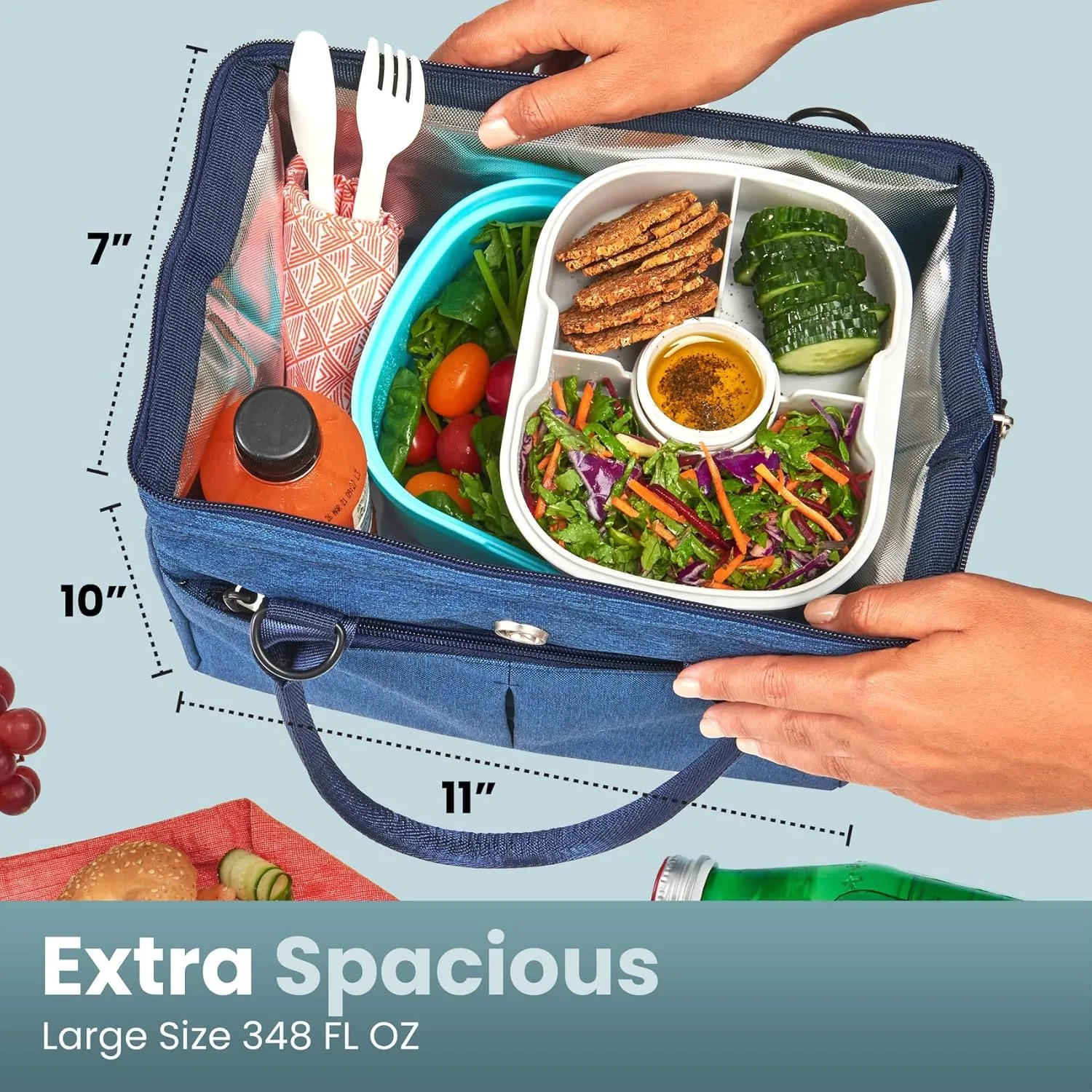 Classic Lunch Bag - Premium Stylish Insulated Lunchbox With BPA Free Lined Interior & Large Capacity - Durable Food Contact Safe Lunch Tote For Work, College & Picnics – Keeps Food Hot or Cold