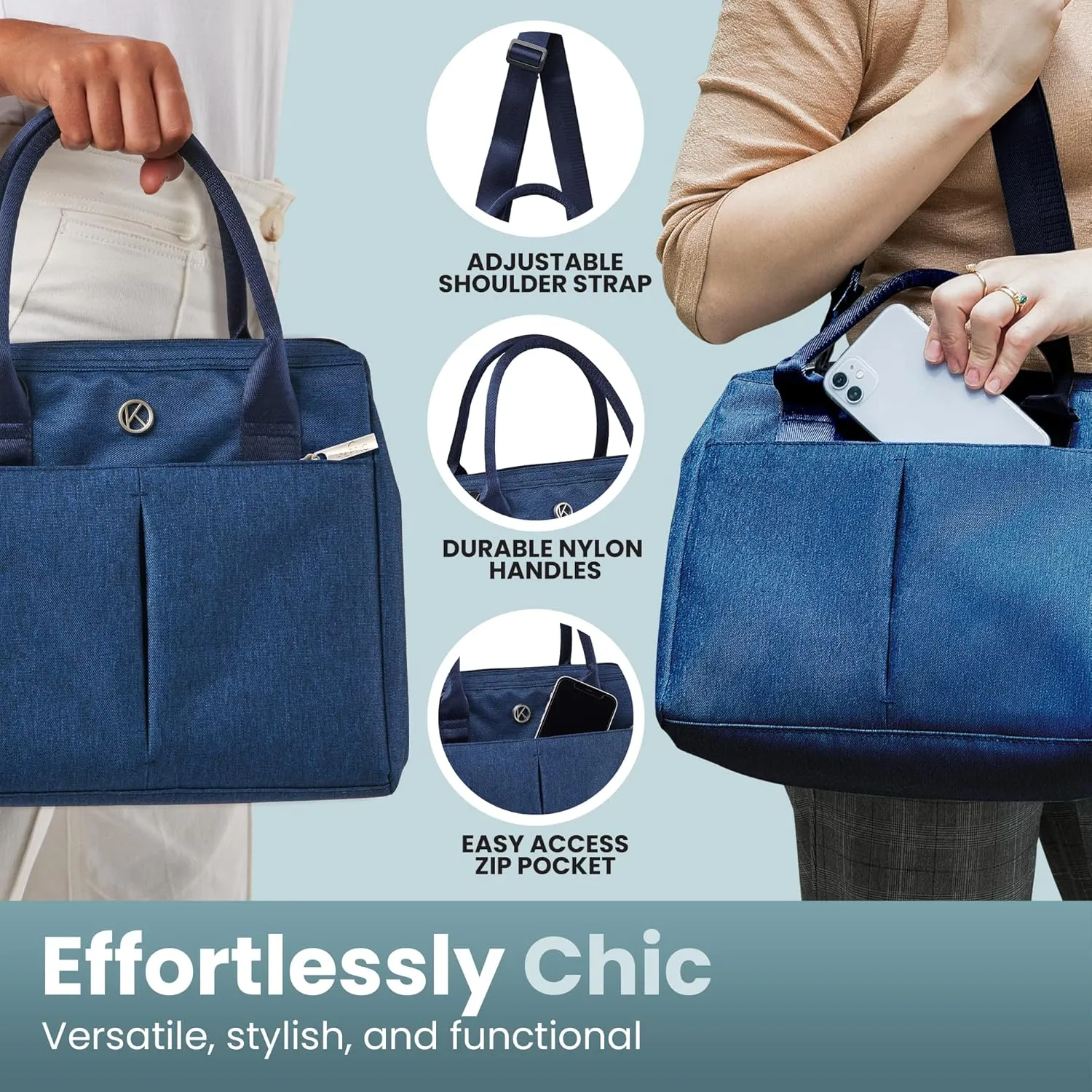 Classic Lunch Bag - Premium Stylish Insulated Lunchbox With BPA Free Lined Interior & Large Capacity - Durable Food Contact Safe Lunch Tote For Work, College & Picnics – Keeps Food Hot or Cold