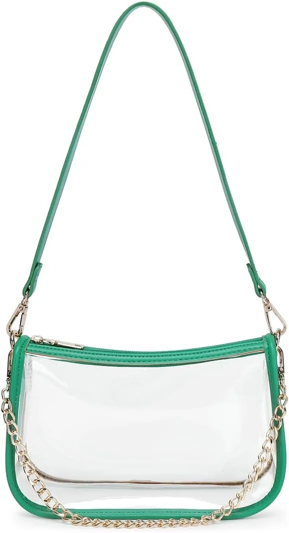 Clear Tote Bag Stadium Approved Clear Purse PVC Handbag Retro Classic Transparent Bag for Concert