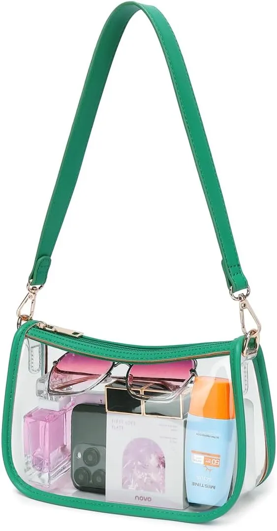 Clear Tote Bag Stadium Approved Clear Purse PVC Handbag Retro Classic Transparent Bag for Concert
