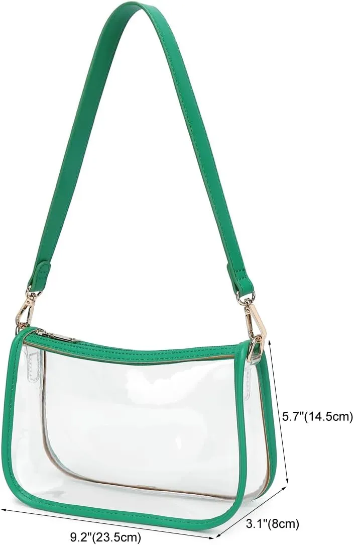 Clear Tote Bag Stadium Approved Clear Purse PVC Handbag Retro Classic Transparent Bag for Concert