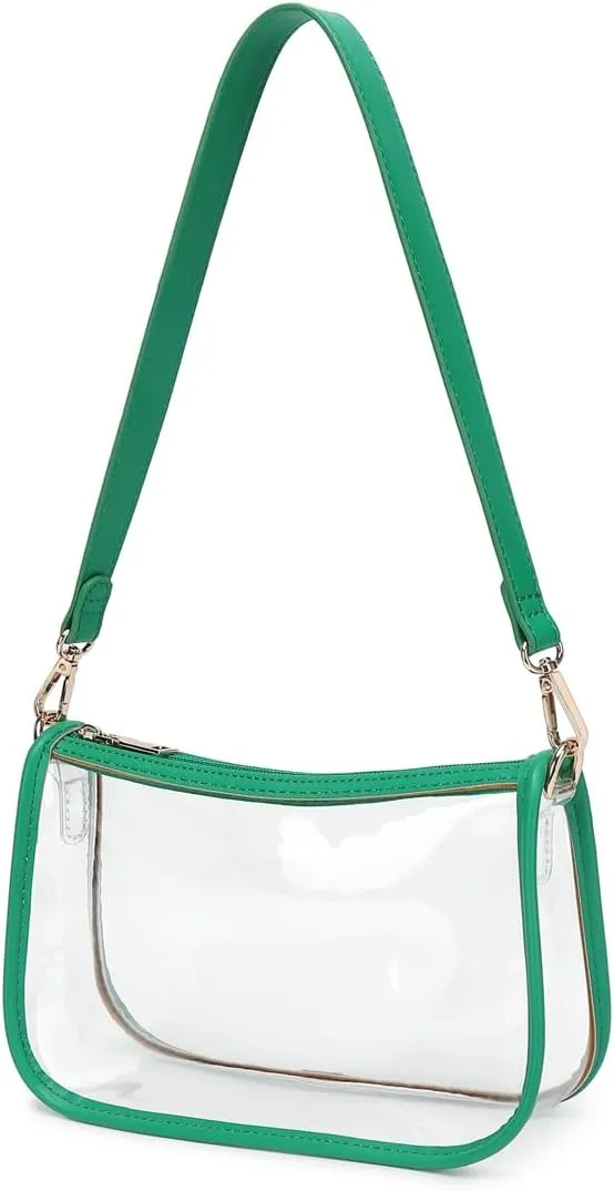 Clear Tote Bag Stadium Approved Clear Purse PVC Handbag Retro Classic Transparent Bag for Concert
