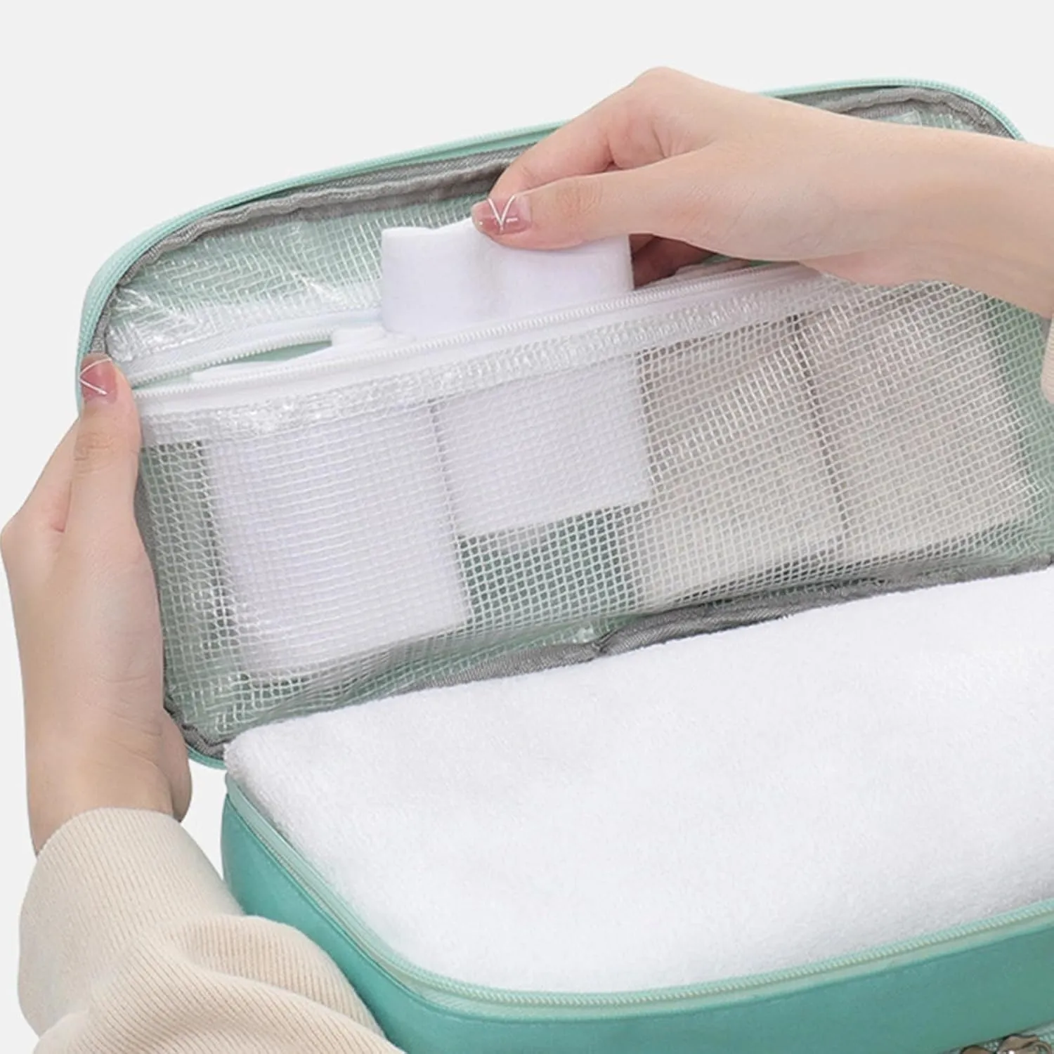 Clothes Organizer Double Layer Bra Bags Underwear Organize Storage Bag Portable Bra Packing Cube Indoor Storage Boxes Household Goods Convenience and Tidinessm,Bathroom Accessories(Blue navy)