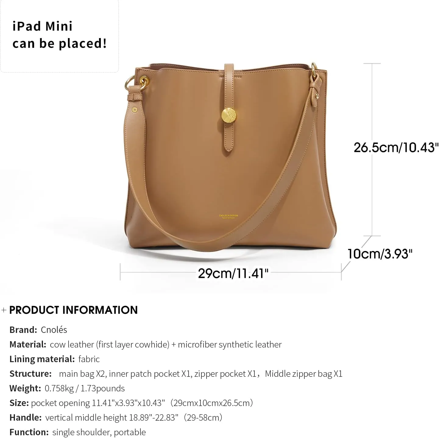 Cnoles Women Genuine Leather Designer Tote Bags Purses And Handbags For Women Fashion Ladies Top Handle Shoulder Satchel Bag