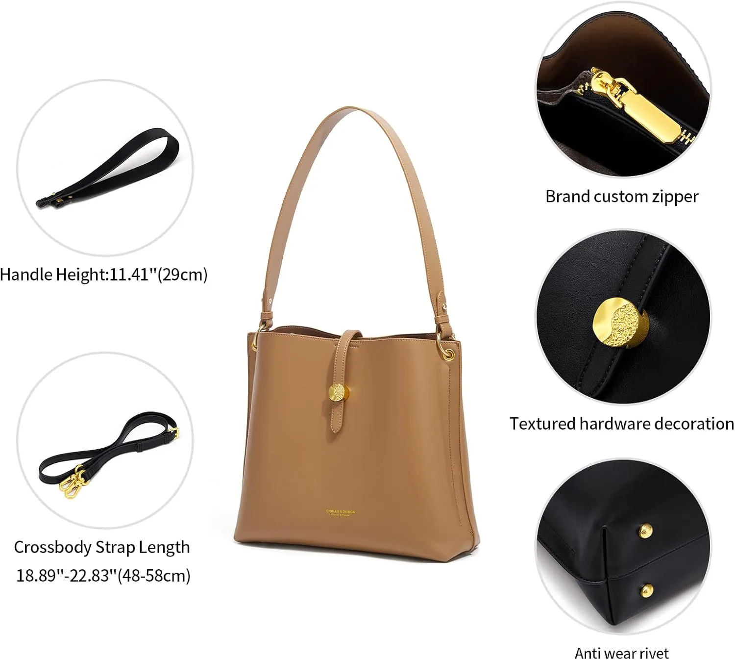 Cnoles Women Genuine Leather Designer Tote Bags Purses And Handbags For Women Fashion Ladies Top Handle Shoulder Satchel Bag