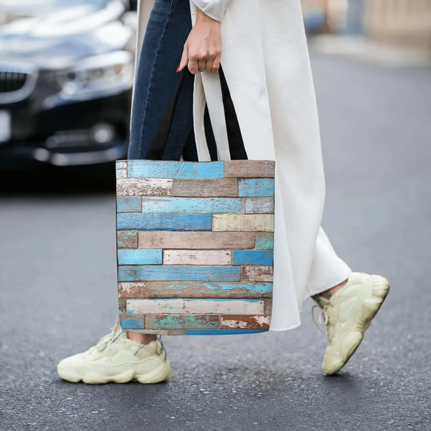 Coffee Brown Pattern Canvas Shoulder Bag Reusable Tote Bag Soft Lightweight Cloth Bags For Women Girls Lady Casual