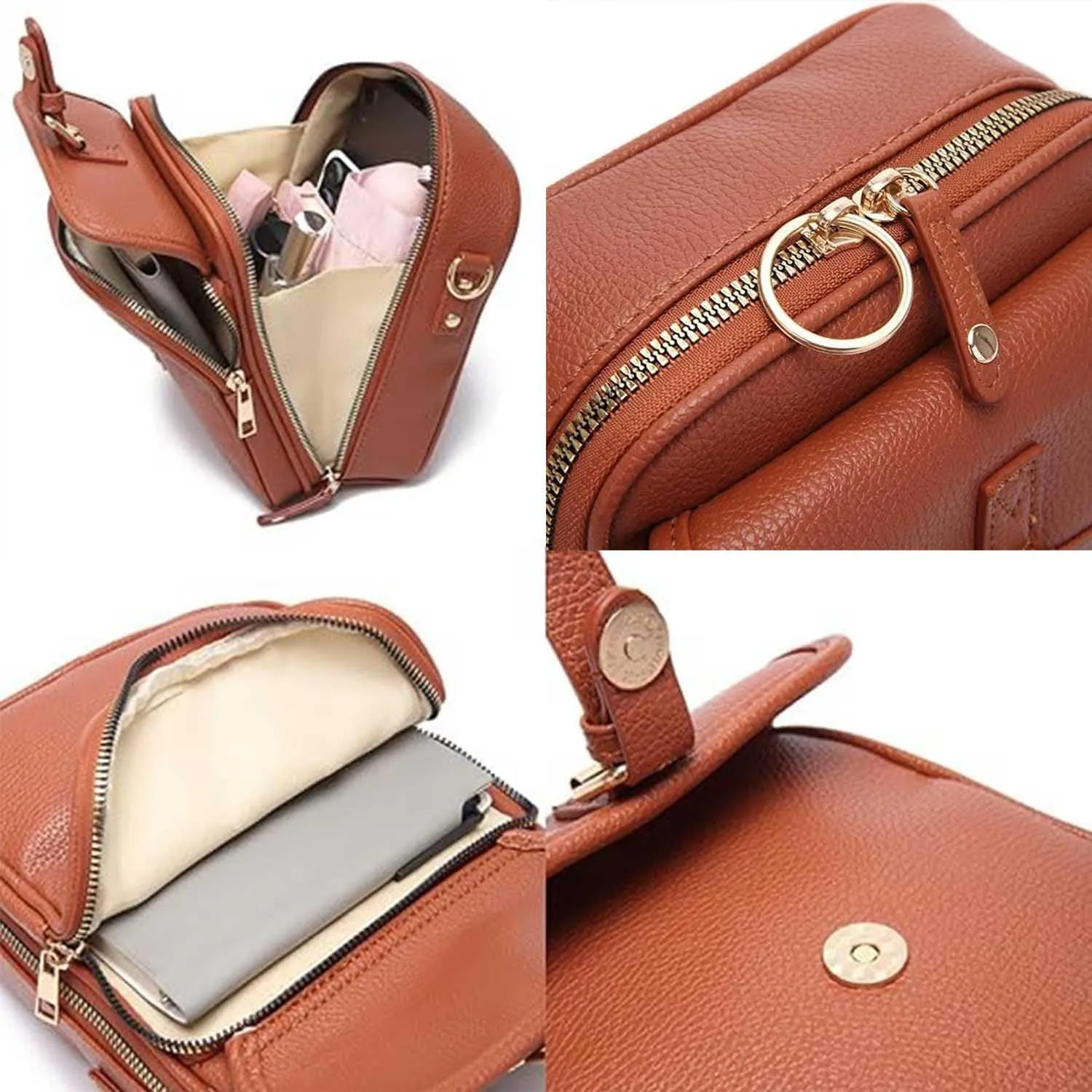 Collaboraten1 Crossbody Leather Bag, Tojoyride Urvashi Vintage Shoulder Bags Built In Wallet for Women Travel