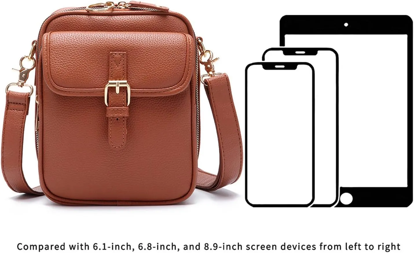 Collaboraten1 Crossbody Leather Bag, Tojoyride Urvashi Vintage Shoulder Bags Built In Wallet for Women Travel