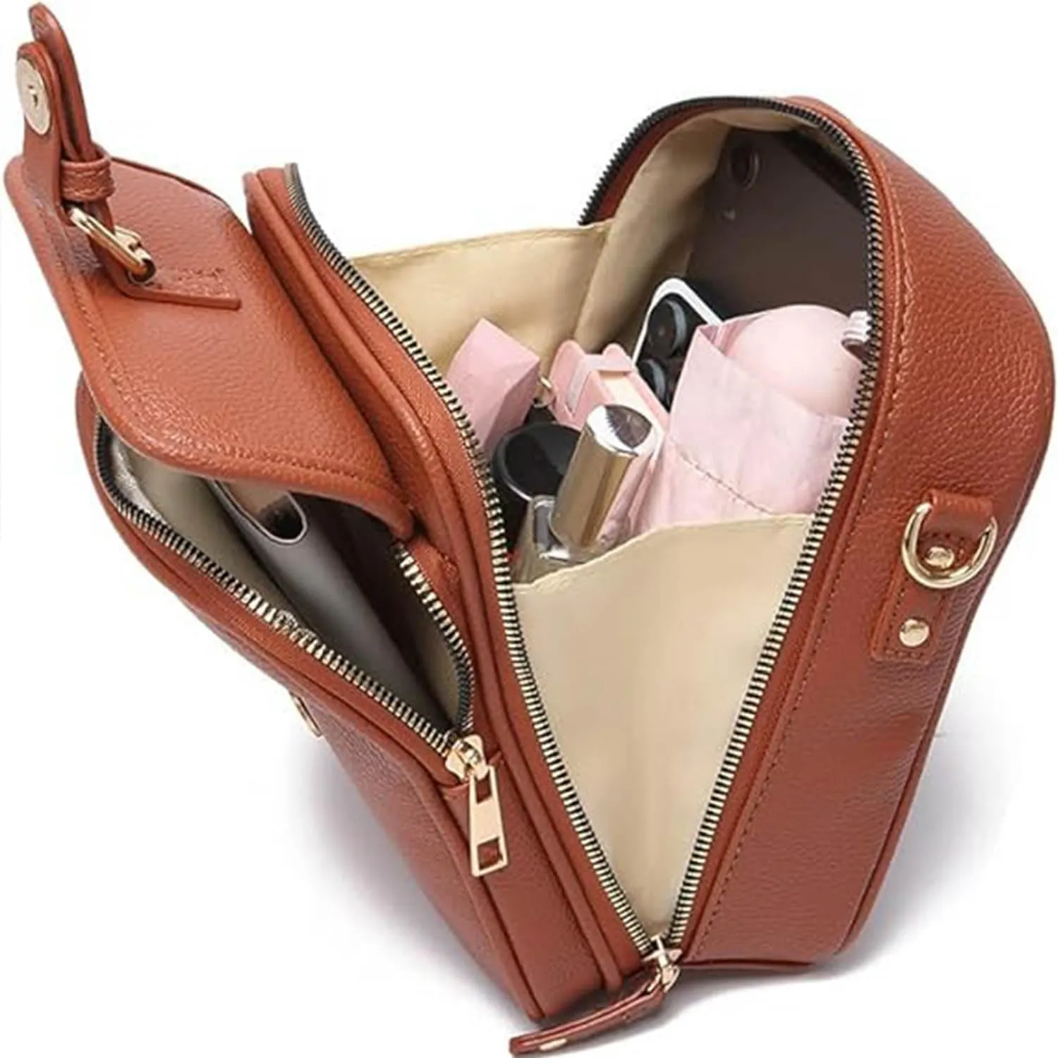 Collaboraten1 Crossbody Leather Bag, Tojoyride Urvashi Vintage Shoulder Bags Built In Wallet for Women Travel