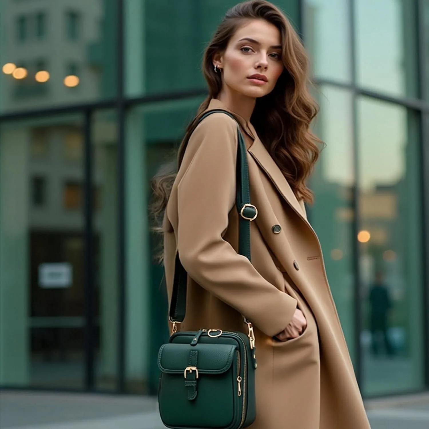 Collaboraten1 Crossbody Leather Bag, Vintage Double Layer Large Capacity Cross Anti Theft Shoulder Bags, Built in Wallet