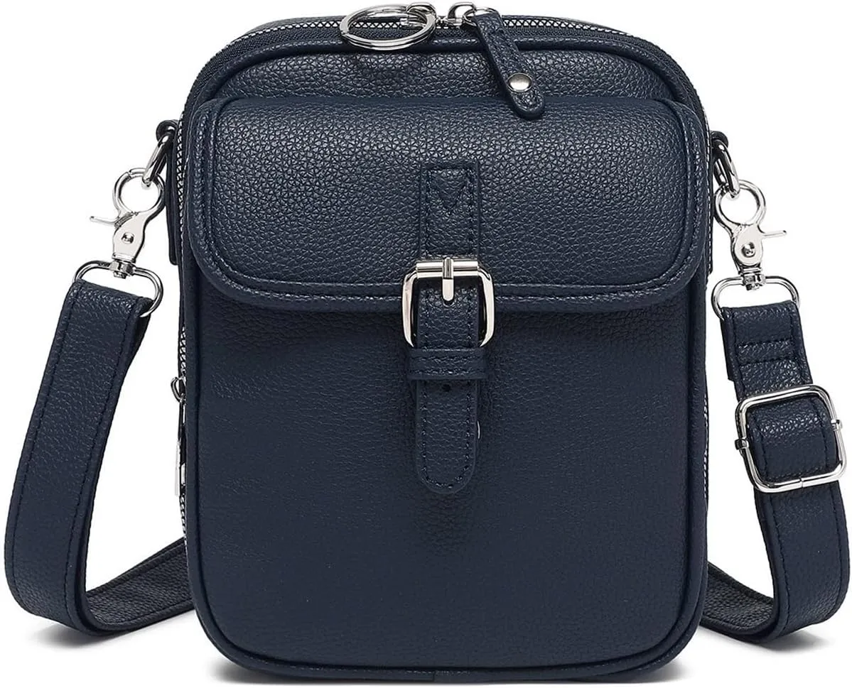 Collaboraten1 Crossbody Leather Bag, Vintage Double Layer Large Capacity Cross Anti Theft Shoulder Bags, Built in Wallet