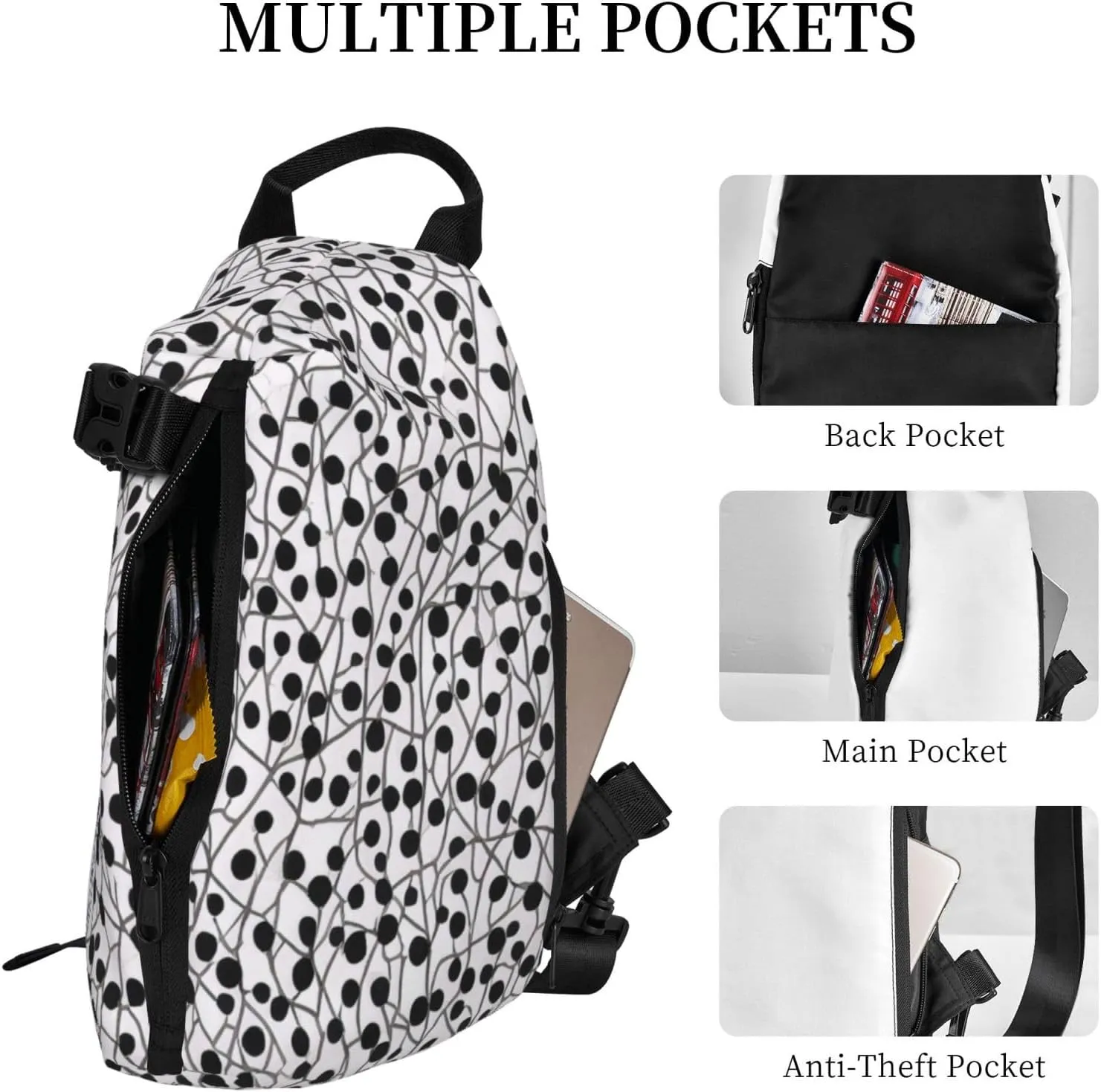 Color Butterfly Printed Pattern Sling Bags Crossbody Sling Backpack Travel Hiking Daypack Chest Bag For Man And Women