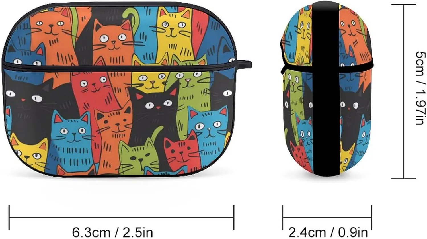 Colorful Cats Funny Hard Case Compatible with Airpods Pro Earbuds Headset Cover Protective Storage Bag for Men Women
