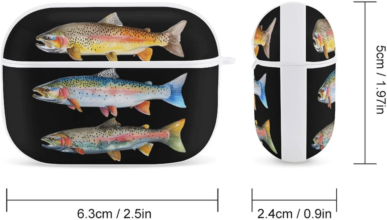 Colorful Trout Funny Hard Case Compatible with Airpods Pro Earbuds Headset Cover Protective Storage Bag for Men Women