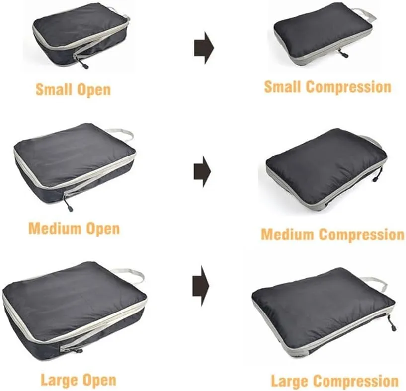 Compressible Packing Travel Organiser Waterproof Suitcase Nylon Portable Tote Bag Luggage Storage Case(04lattice Grey)