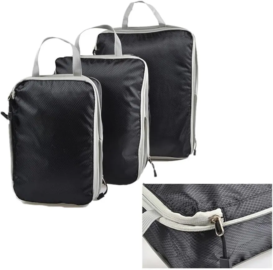 Compressible Packing Travel Organiser Waterproof Suitcase Nylon Portable Tote Bag Luggage Storage Case(04lattice Grey)