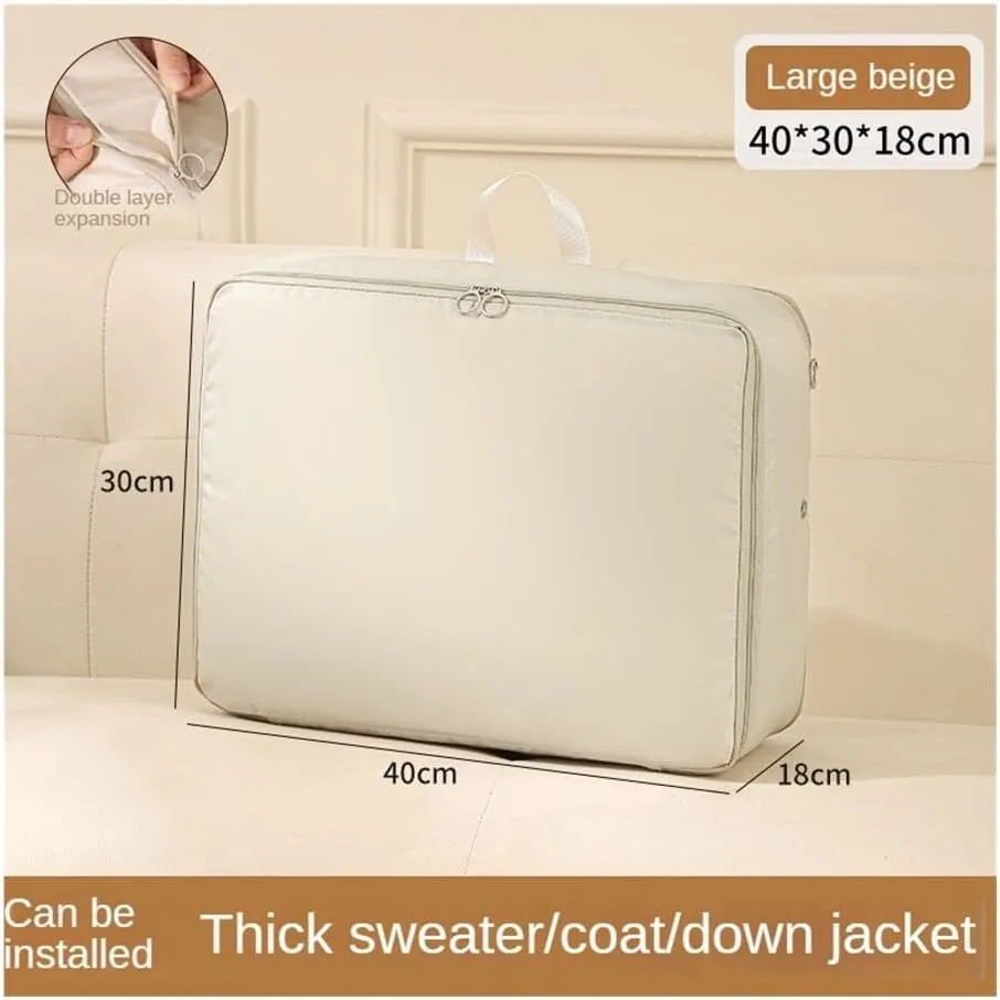 Compression Packing Clothes Down Jacket Cotton Quilt Storage Foldable Large Capacity Expansion Organizer Bag(Gray,5PCS)