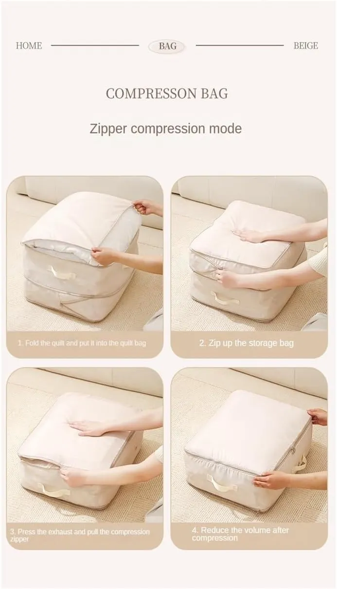 Compression Packing Clothes Down Jacket Cotton Quilt Storage Foldable Large Capacity Expansion Organizer Bag(Gray,5PCS)