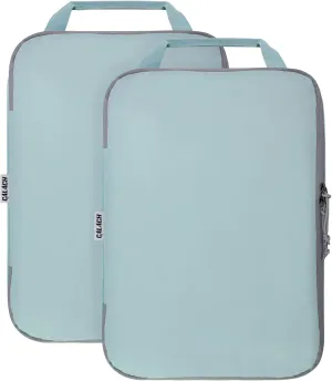 Compression Packing Cubes for Travel, 2 Set Compression Bags Travel Cubes for Packing Suitcase Organizer Bags Set, Travel Accessories Luggage Organizer Bags, Blue