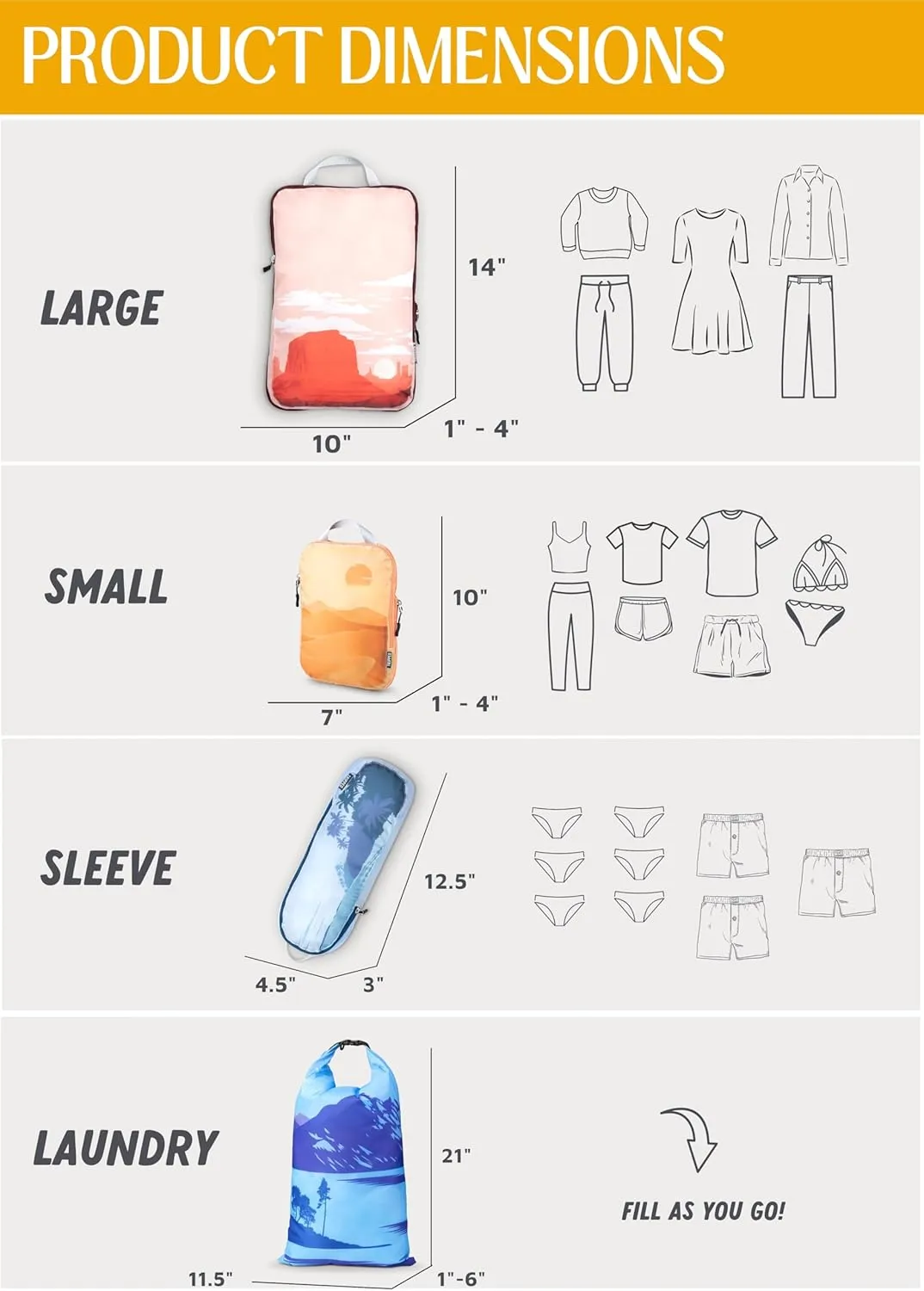 Compression Packing Cubes for Travel - Luggage and Backpack Organizer Packaging Cubes for Clothes by TRIPPED Travel Gear
