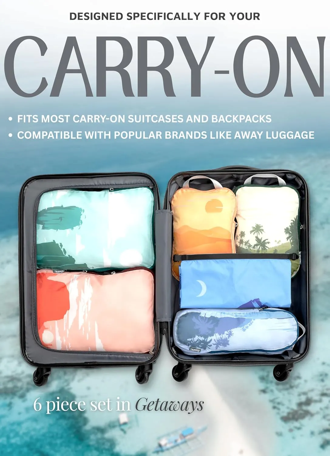Compression Packing Cubes for Travel - Luggage and Backpack Organizer Packaging Cubes for Clothes by TRIPPED Travel Gear