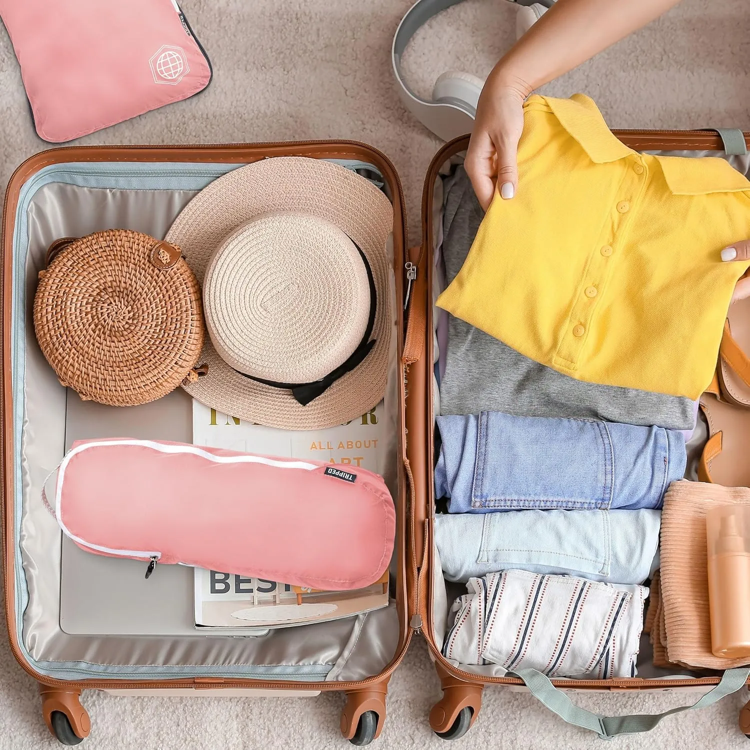 Compression Packing Cubes for Travel - Luggage and Backpack Organizer Packaging Cubes for Clothes by TRIPPED Travel Gear