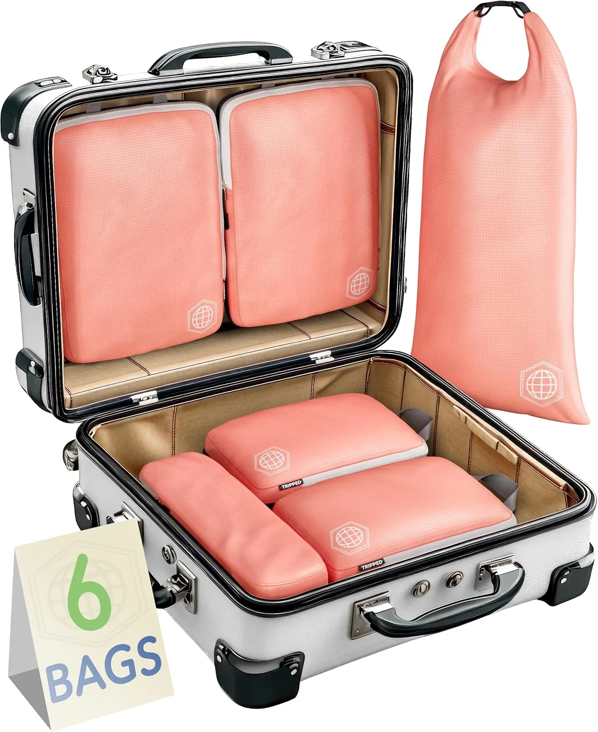 Compression Packing Cubes for Travel - Luggage and Backpack Organizer Packaging Cubes for Clothes by TRIPPED Travel Gear