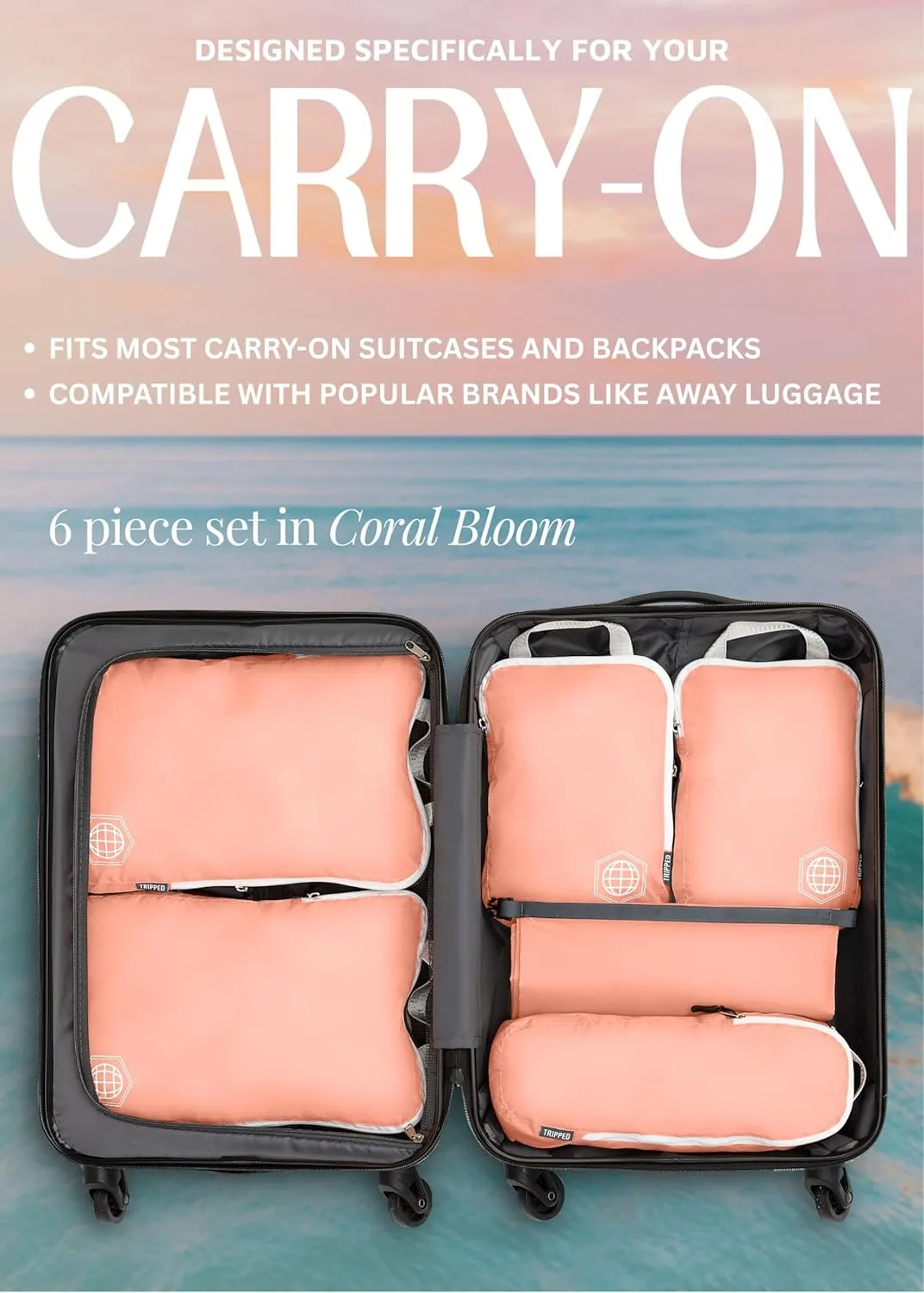 Compression Packing Cubes for Travel - Luggage and Backpack Organizer Packaging Cubes for Clothes by TRIPPED Travel Gear