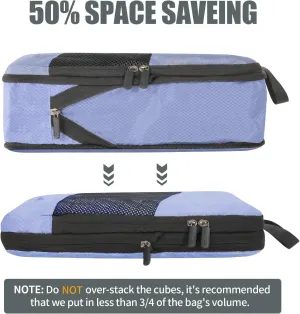 Compression Packing Cubes for Travel, Vacation Travel Essentials, Travel Accessories for Suitcase Organizer Bags Set, Space Saving Luggage Organizer Travel Bags (indigo)