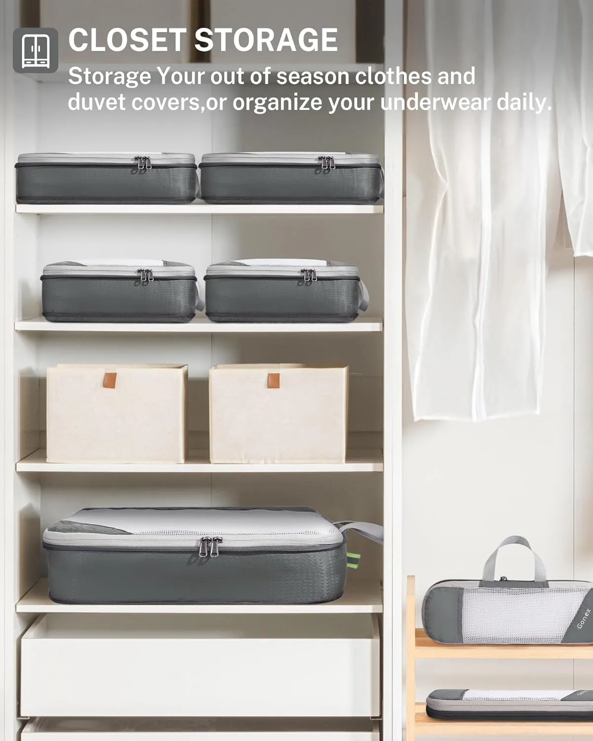 Compression Packing Cubes, Gonex Extensible Storage Mesh Bags Organizers